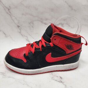 Nike Air Jordan 1 Mid Black Red Sneakers Shoes DG8424-060 Boys Youth 2